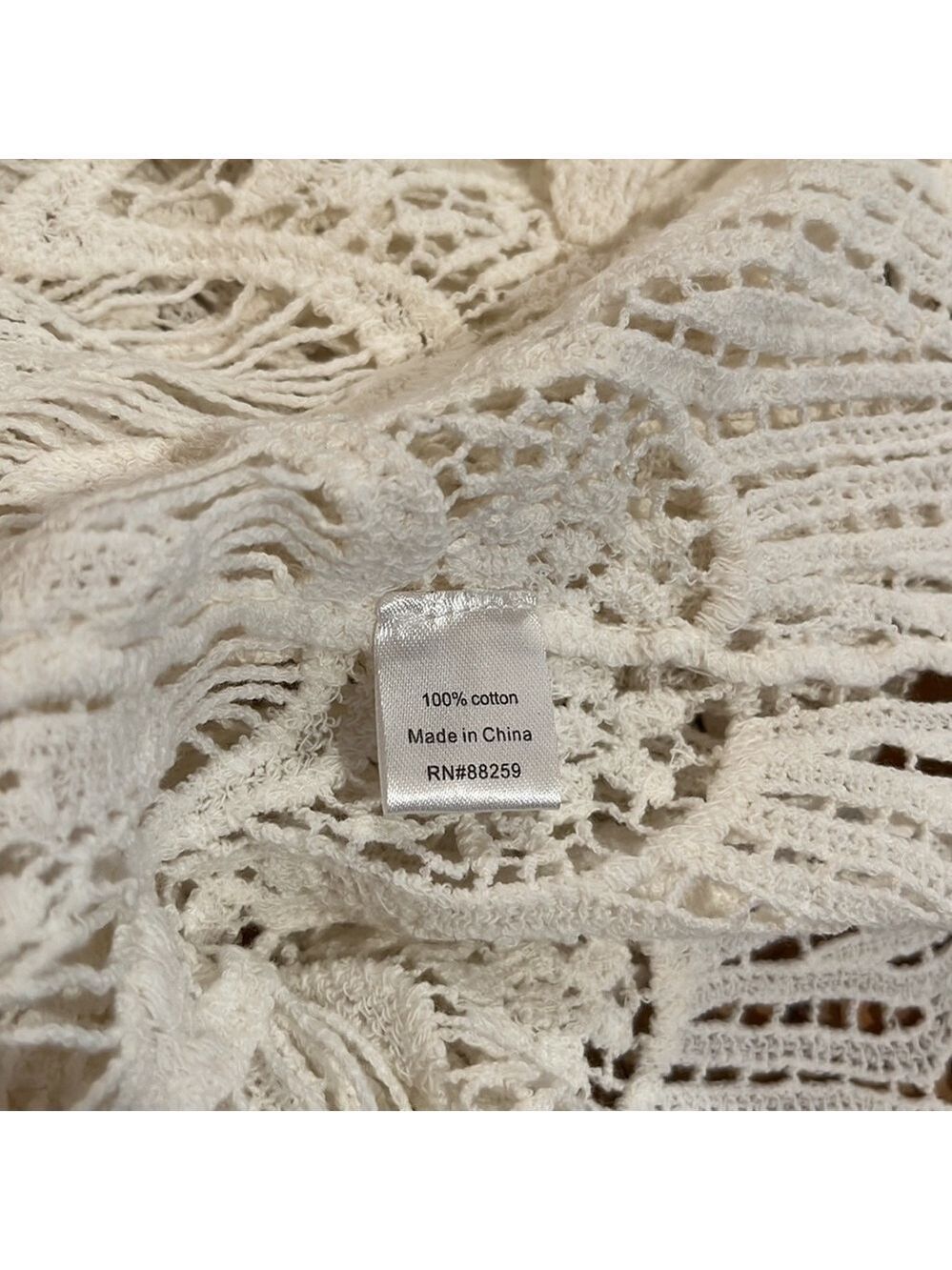 NWT Subtle Luxury Women’s Crochet 3/4 Sleeve Top Boho Glam Cream White S/M - Picture 13 of 14